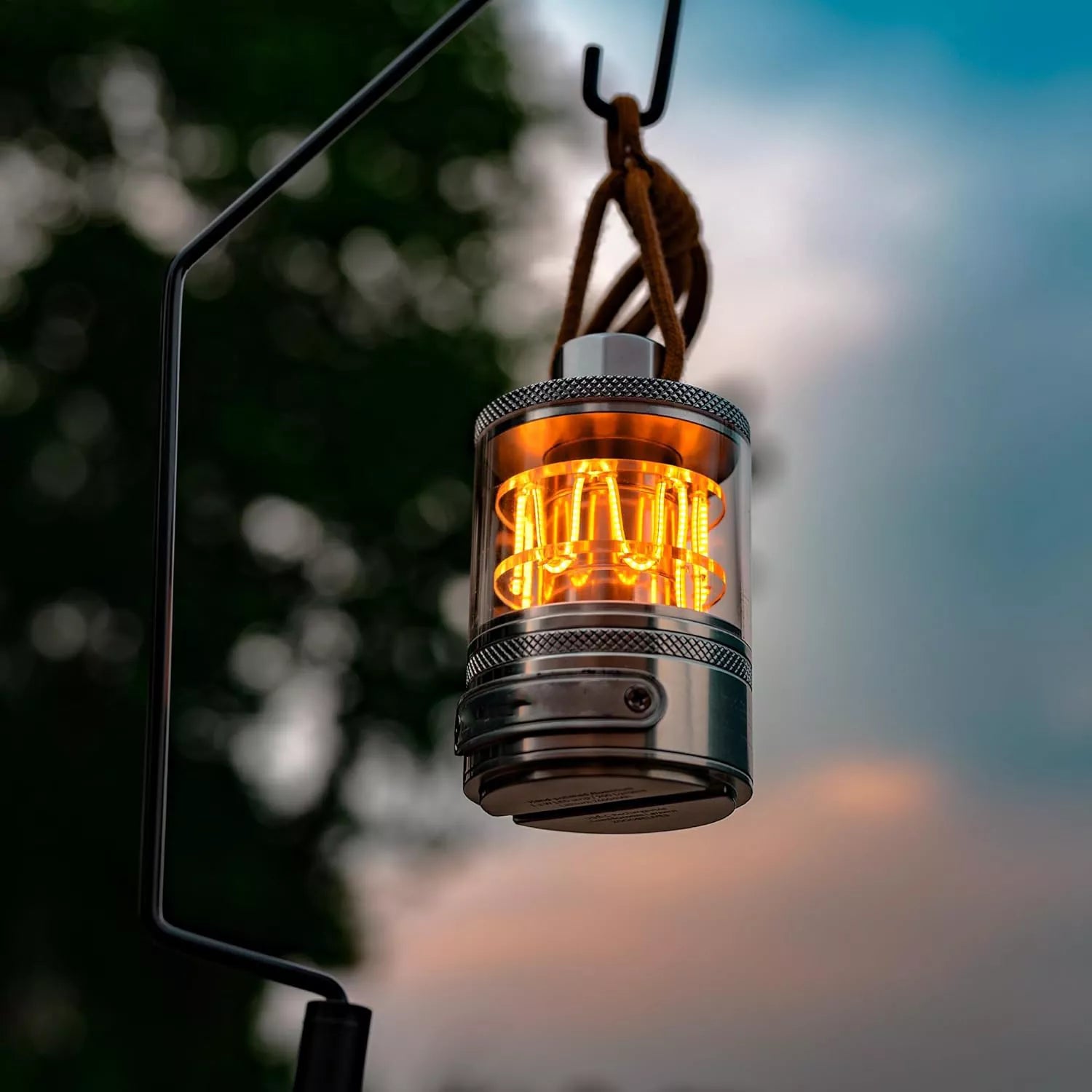 Vintage Aluminum Camping Lantern Light  Dimmable Warm Glow Handcrafted Alloy