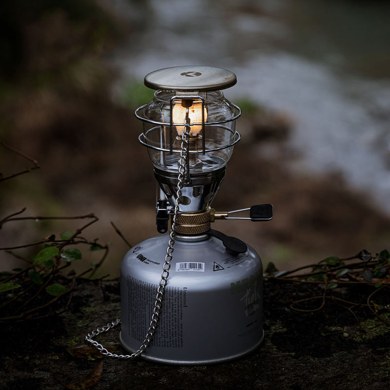 Windproof Portable Aluminum Alloy Butane Gas Lamp Lantern with Bag