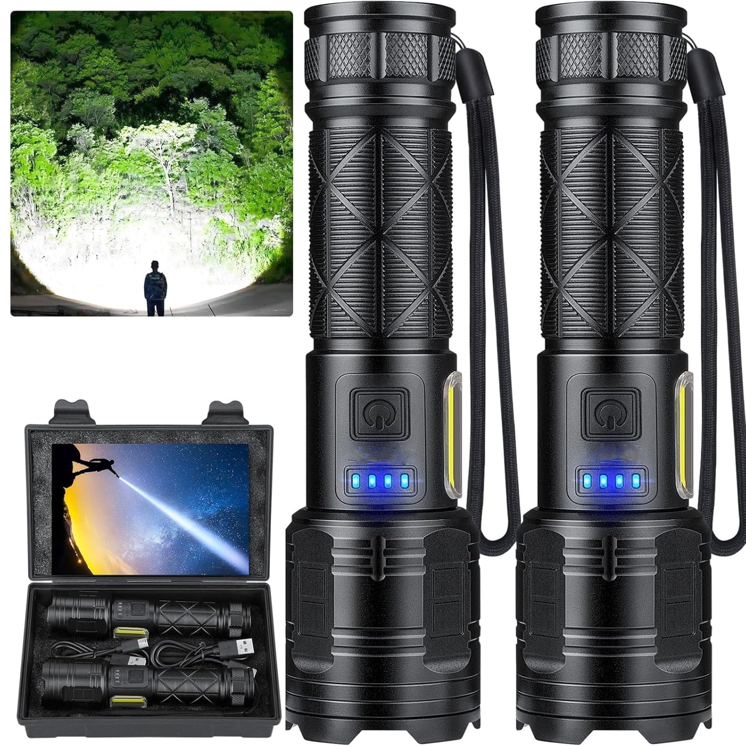 Rechargeable LED Flashlights 99,000 Lumens  7 Modes & Waterproof