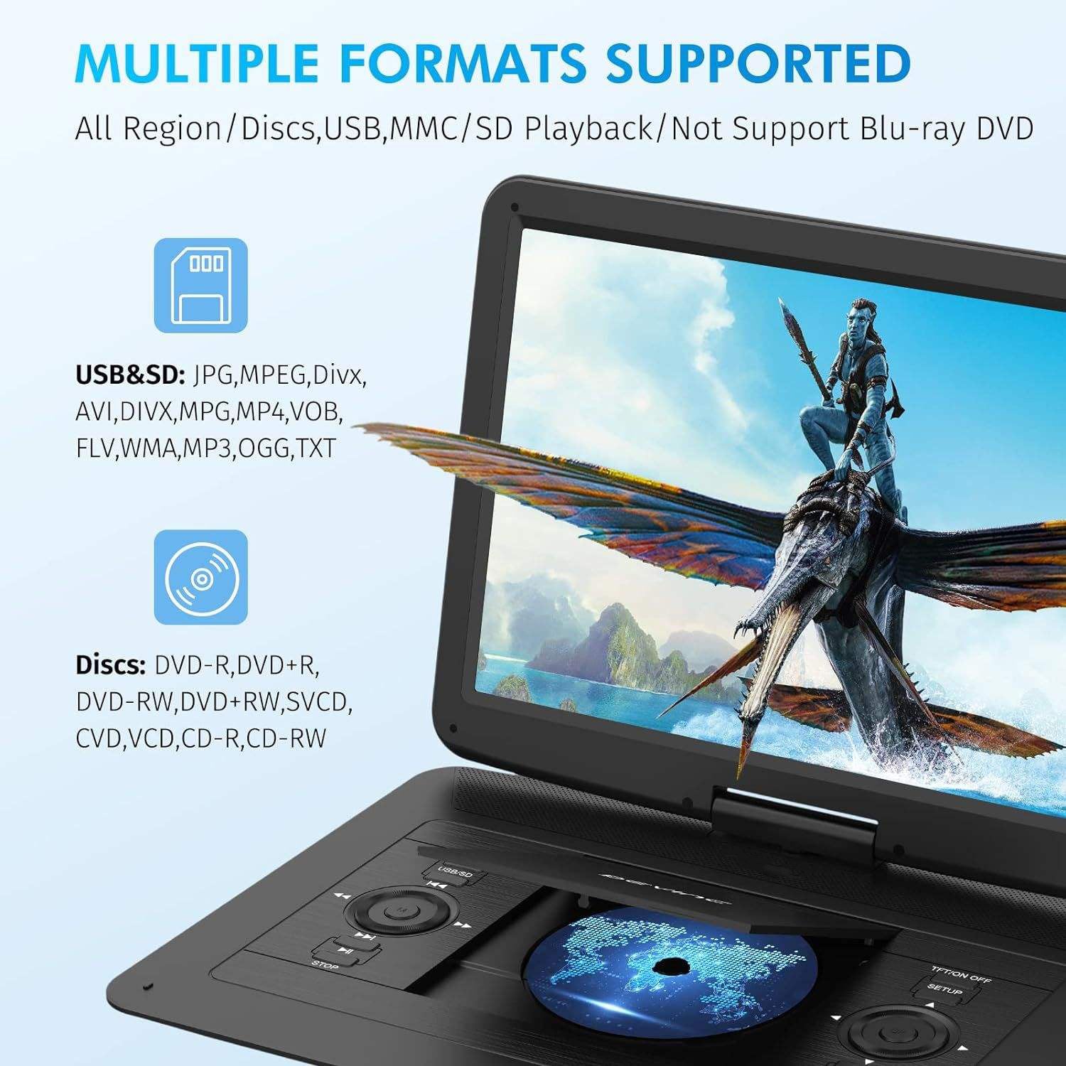 17.9 Inch Portable DVD Player 15.6 Inch HD Swivel Screen