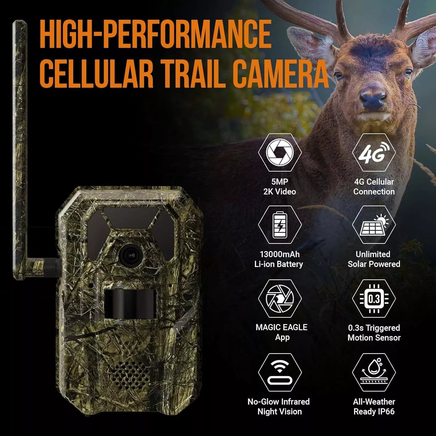 4G Cellular Trail Camera 2K Audible Video 0.3s Trigger 940nm No Glow