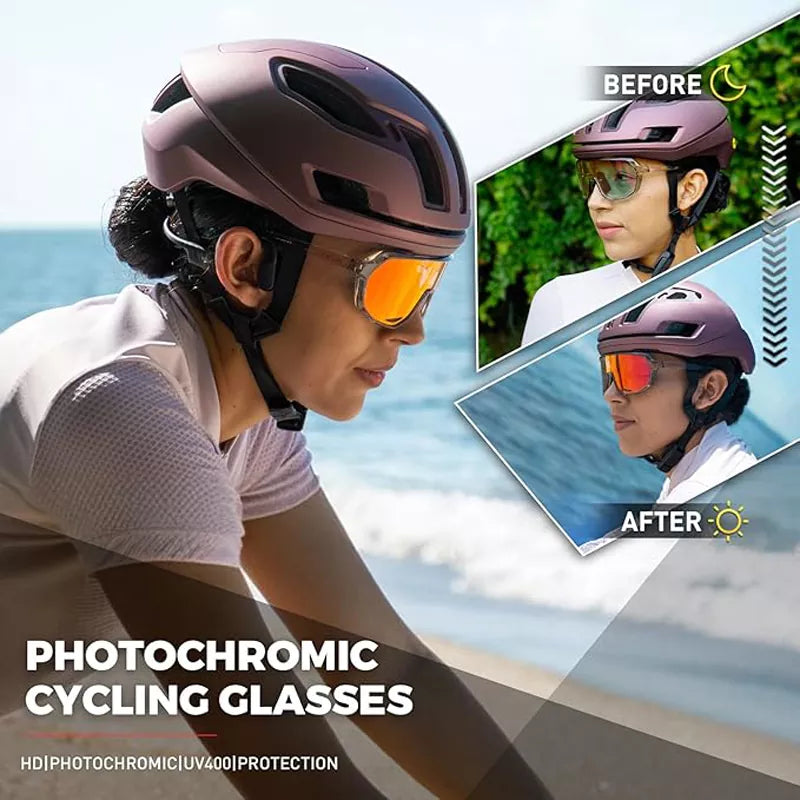 Photochromic Cycling Glasses for Men Women Mountain Bike Sunglasses