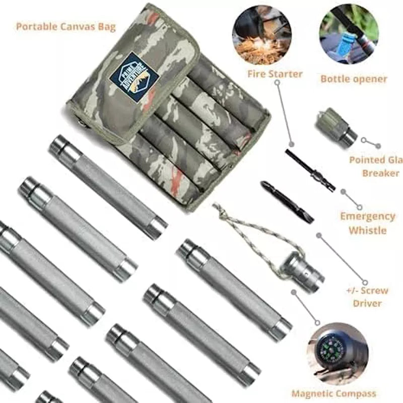 Hiking Tactical Stick Walking Staff - Outdoor Multitool Gear Trekking Pole