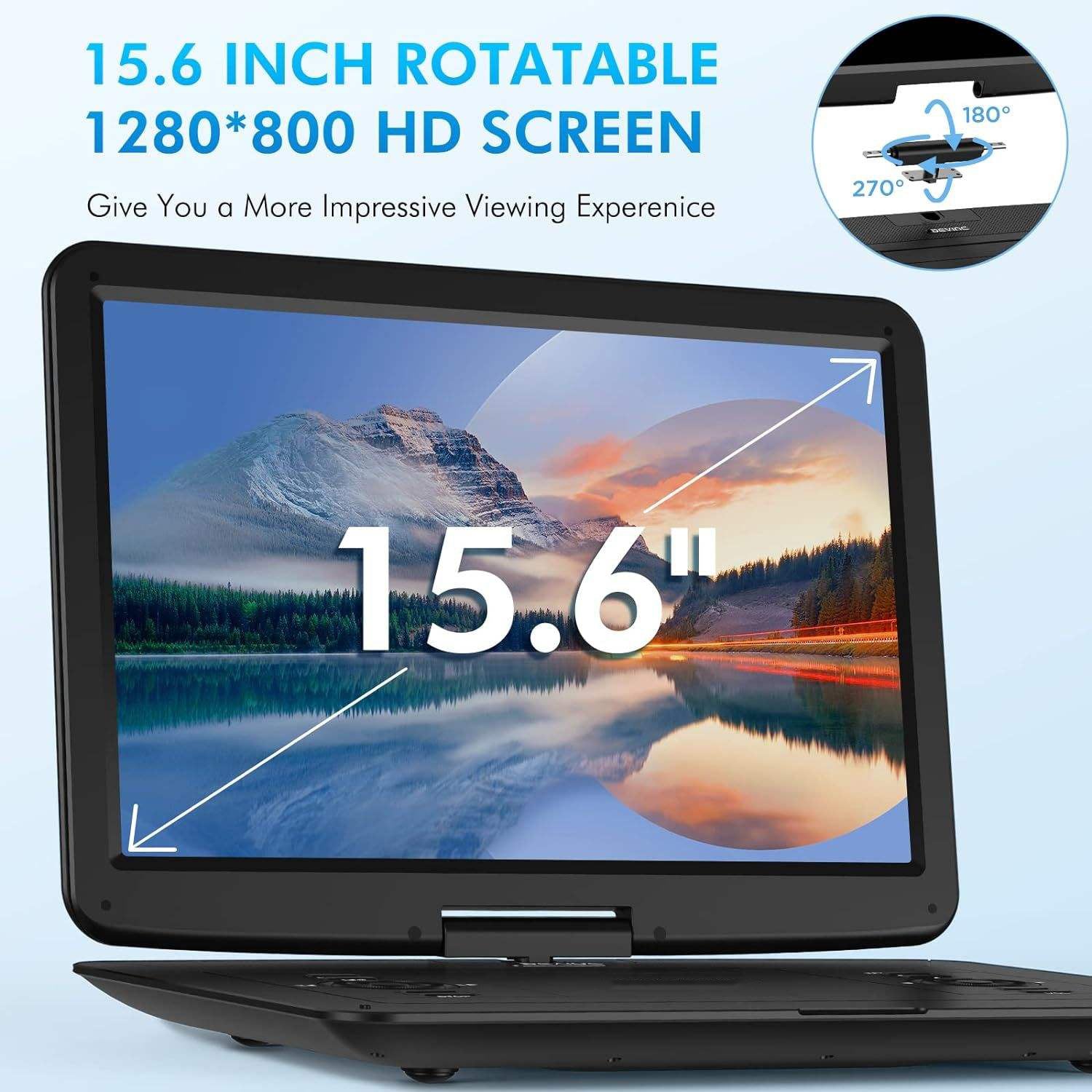 17.9 Inch Portable DVD Player 15.6 Inch HD Swivel Screen
