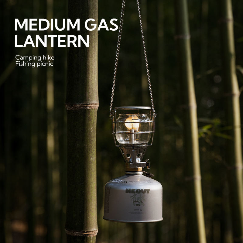 Windproof Portable Aluminum Alloy Butane Gas Lamp Lantern with Bag