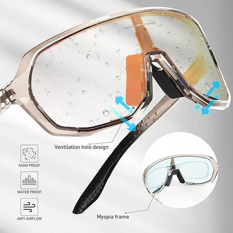 Photochromic Cycling Glasses for Men Women Mountain Bike Sunglasses