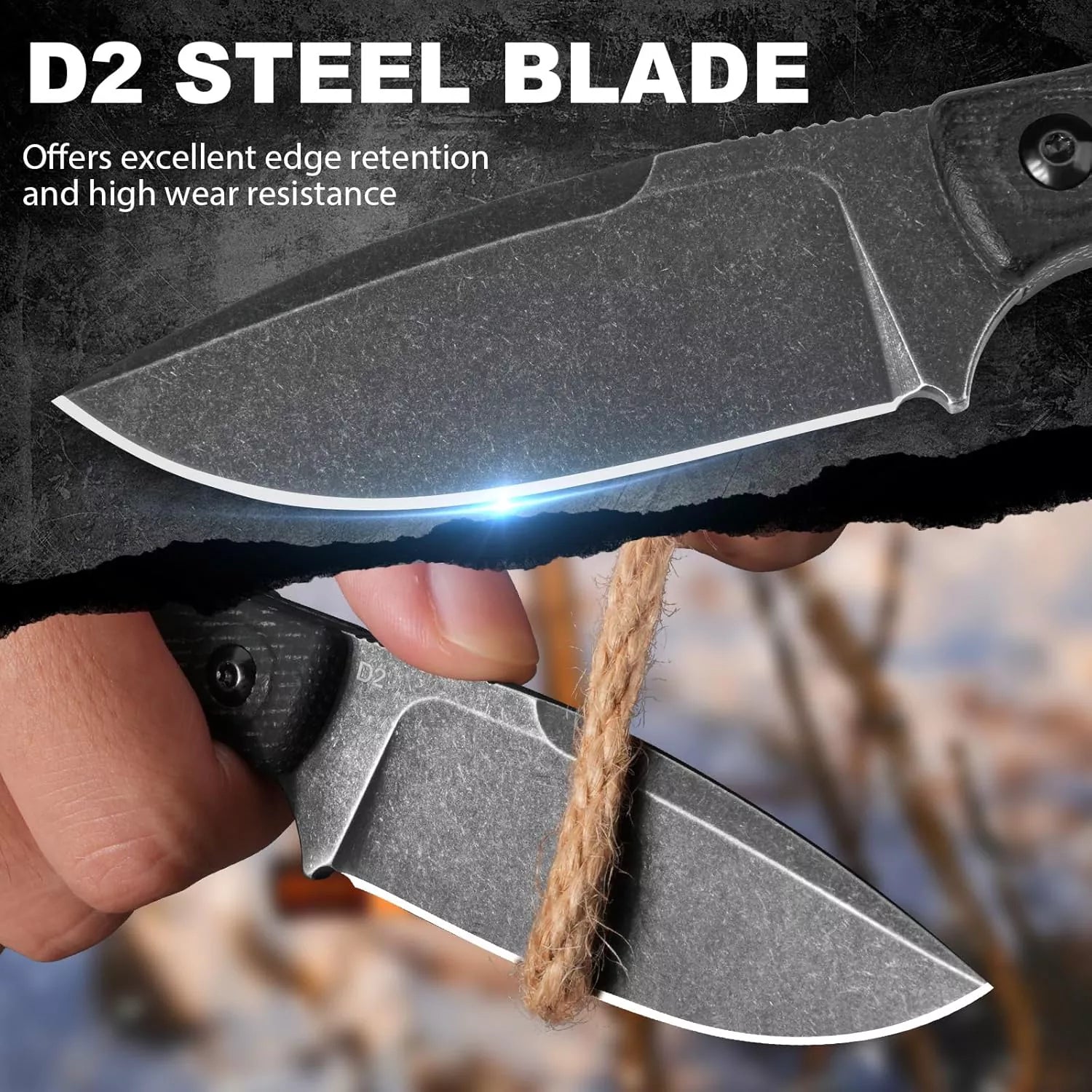 Fixed Blade Survival Knife with Rotating Clip