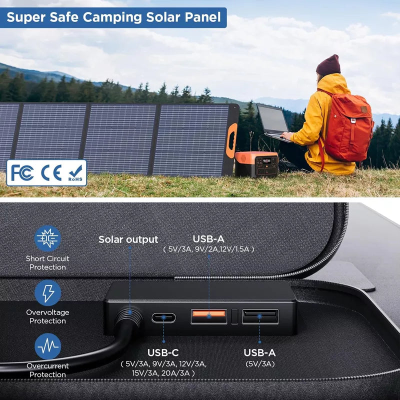 240 Watt Portable Solar Panel for Power Station IP67 for Camping RV Trip