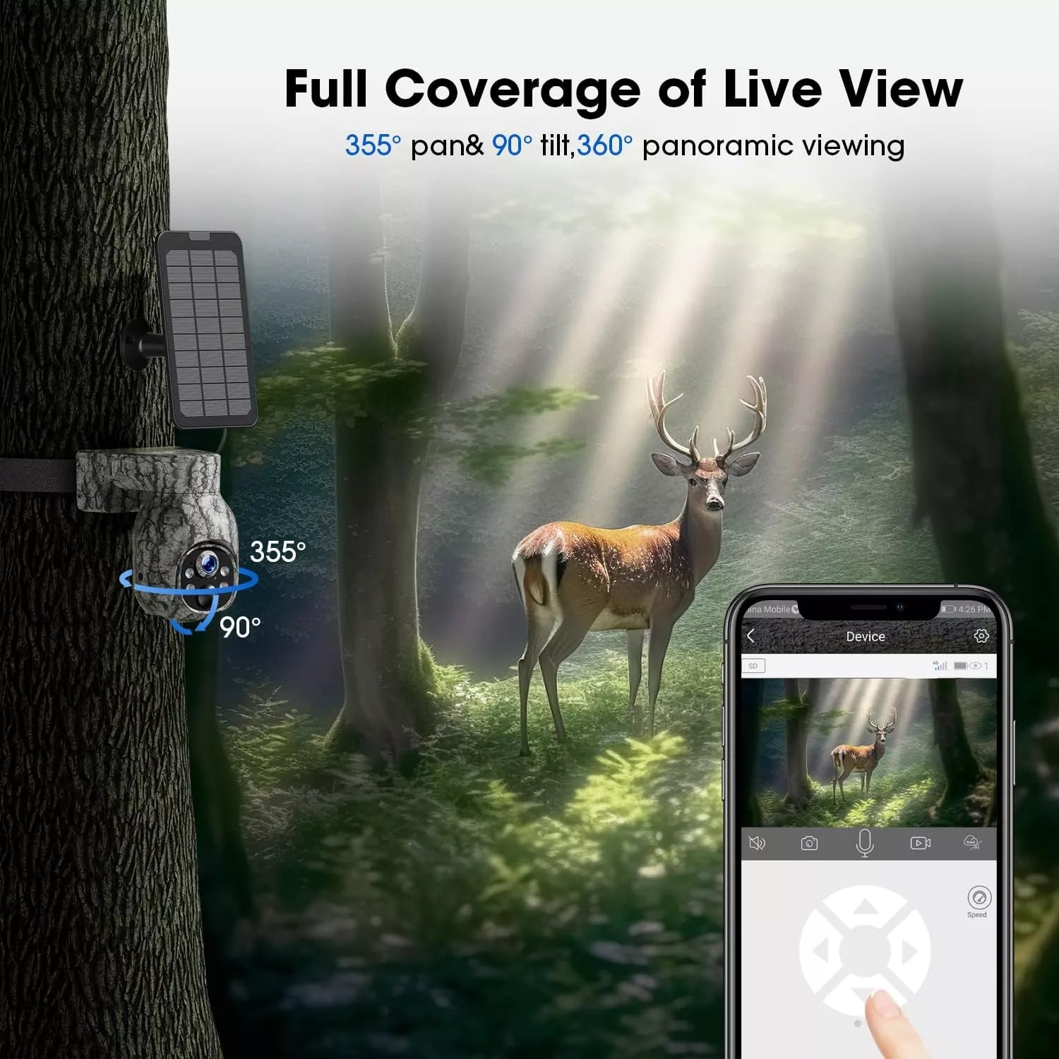 Cellular Trail Camera 4G LTE Wireless 2K Solar Powered Hunting Game Camera