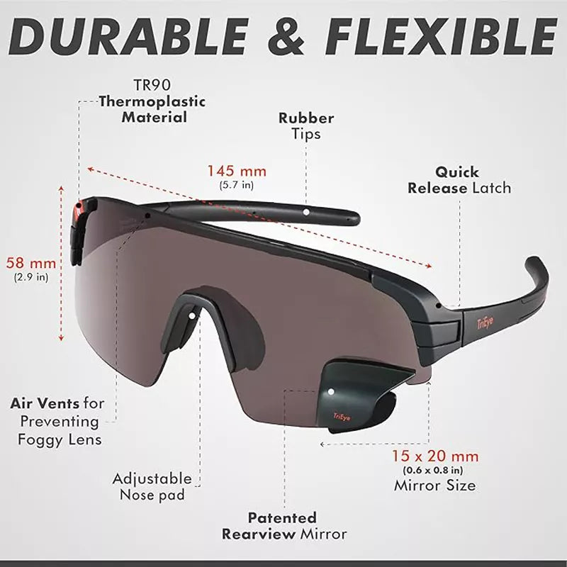 Cycling Glasses with Rear-view Mirror UV-400