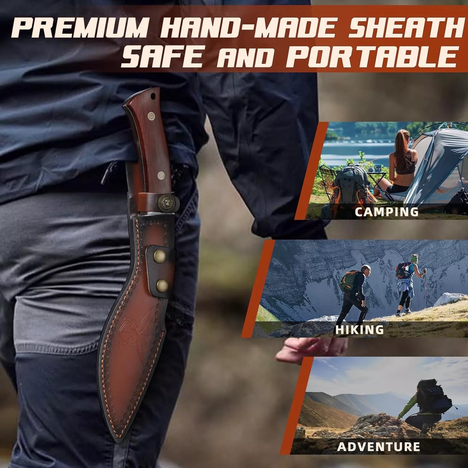 Fixed Blade Kukri VG10 Steel Hunting Knife with Sheath For Camping