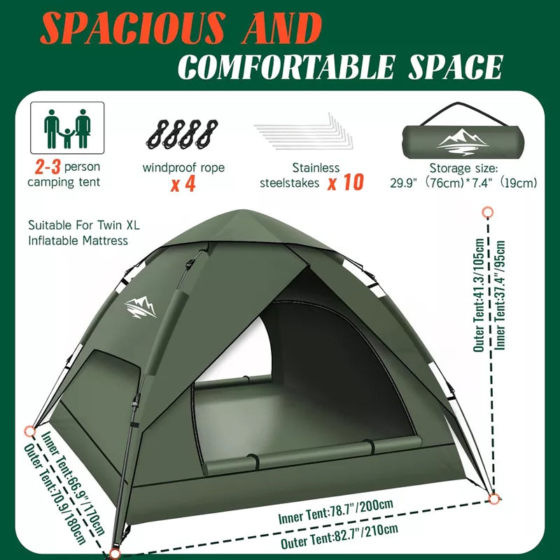 Pop Up Tents for Camping 2-5 Person Tent Easy Setup Waterproof & Windproof