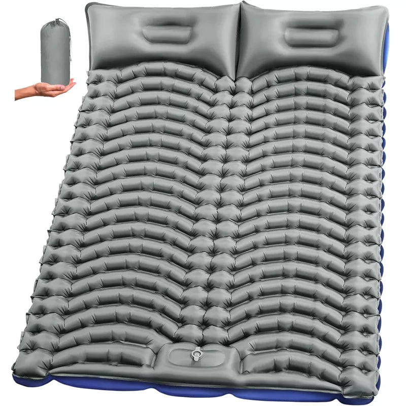 Double Sleeping Pad for Camping - Ultralight Camping Mattress with Pillow