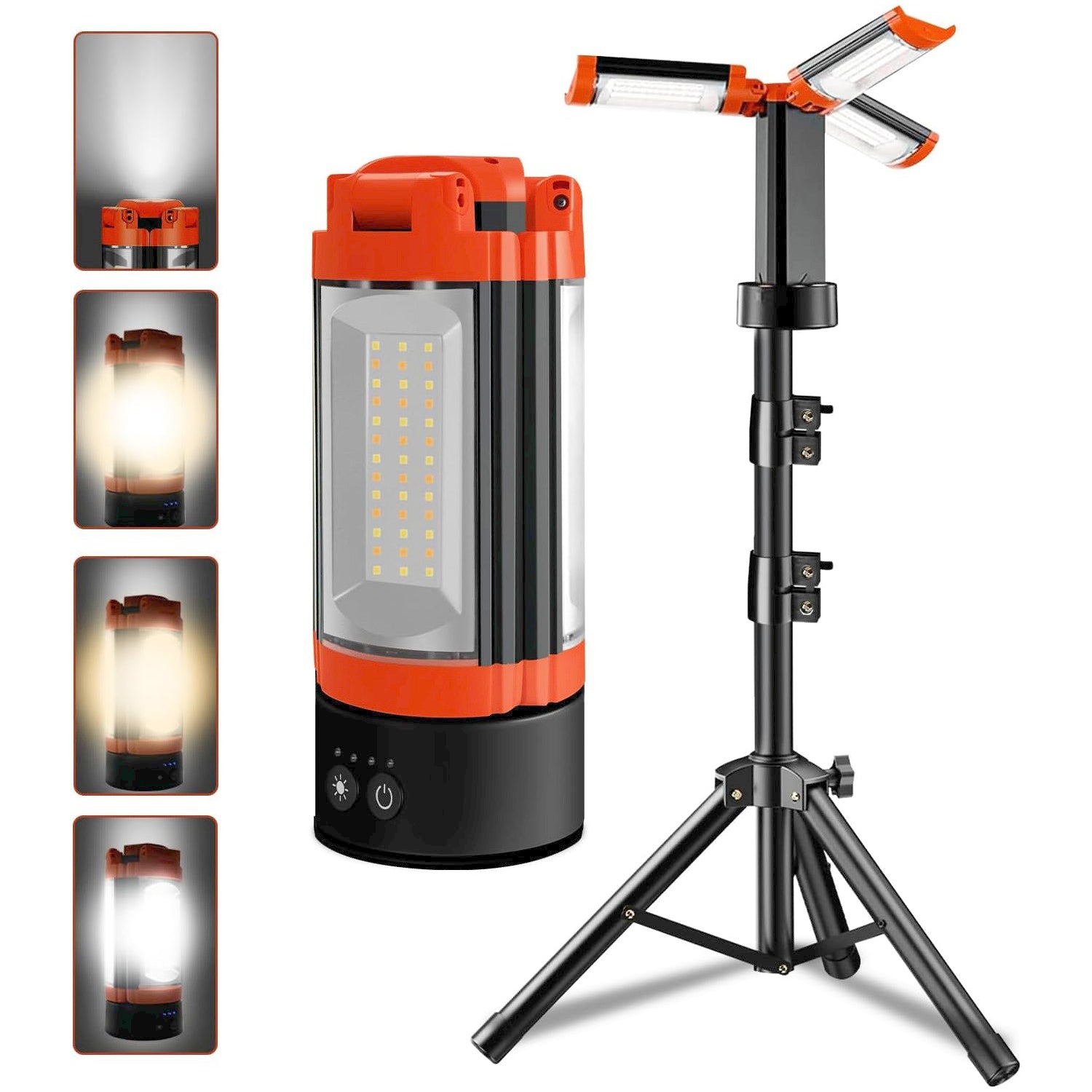 Rechargeable Camping Light 9000mAh Cordless 3 LED Lamp Heads