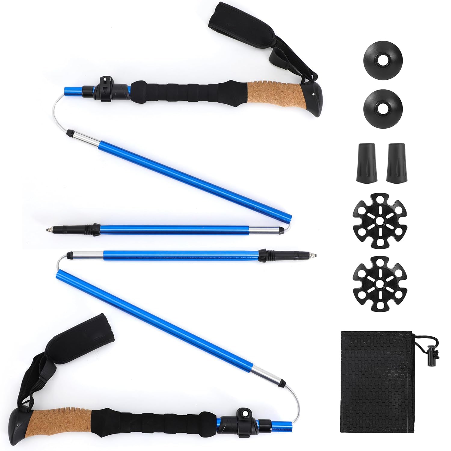 Foldable Trekking Poles Ultralight 7075 Aluminum EVA & Cork Grip Collapsible
