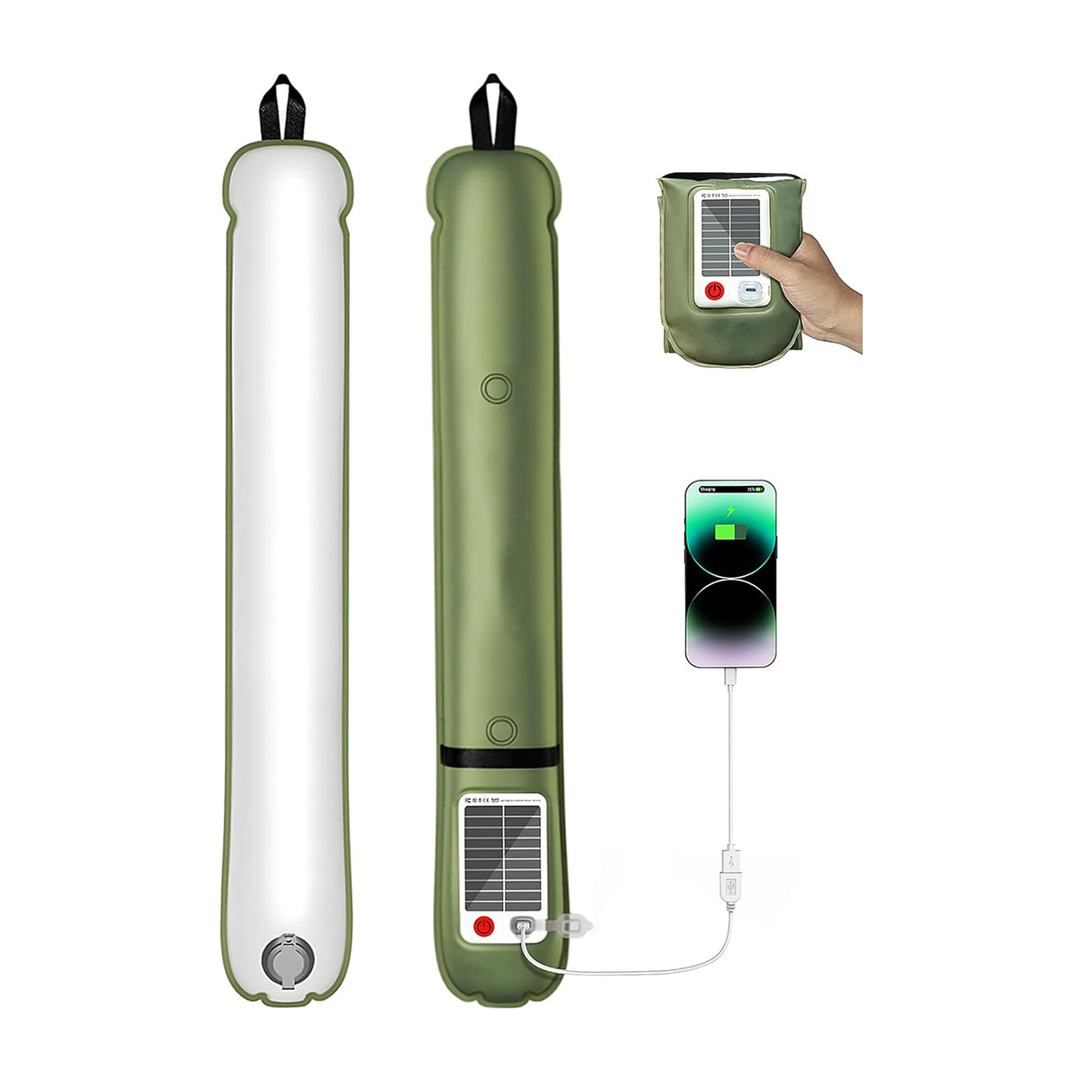 Solar Camping Lantern Rechargeable 4 Lighting Modes Waterproof Inflatable