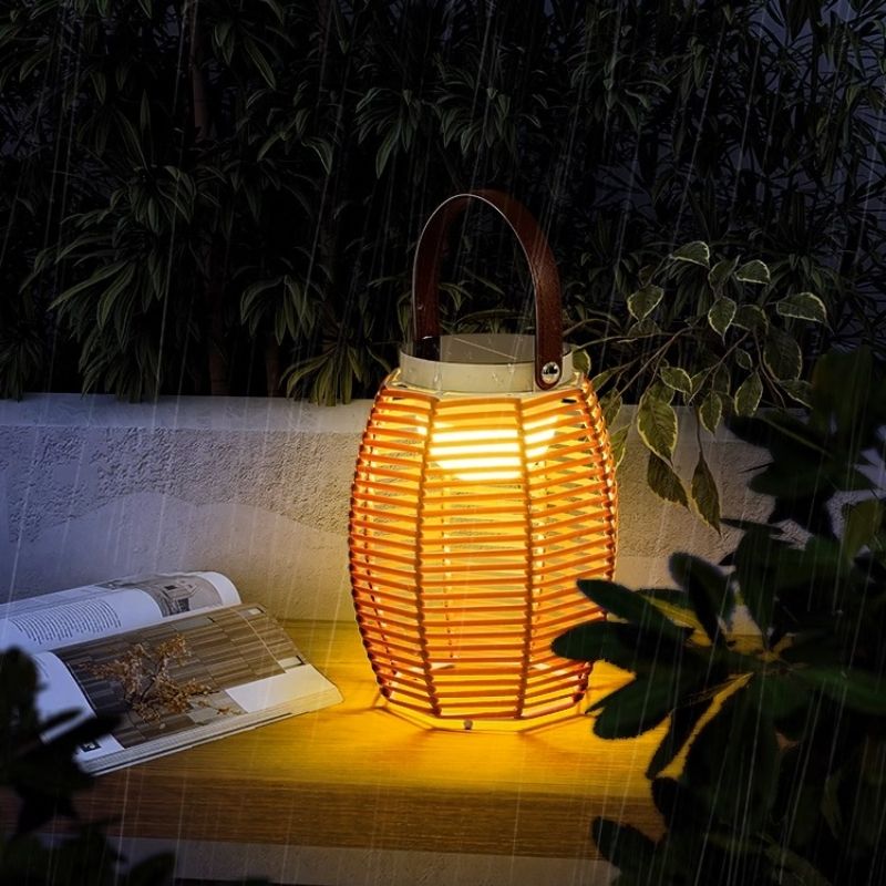 IP65 Portable Solar Lawn Lights Rattan Iron for Camping Villas Courtyards