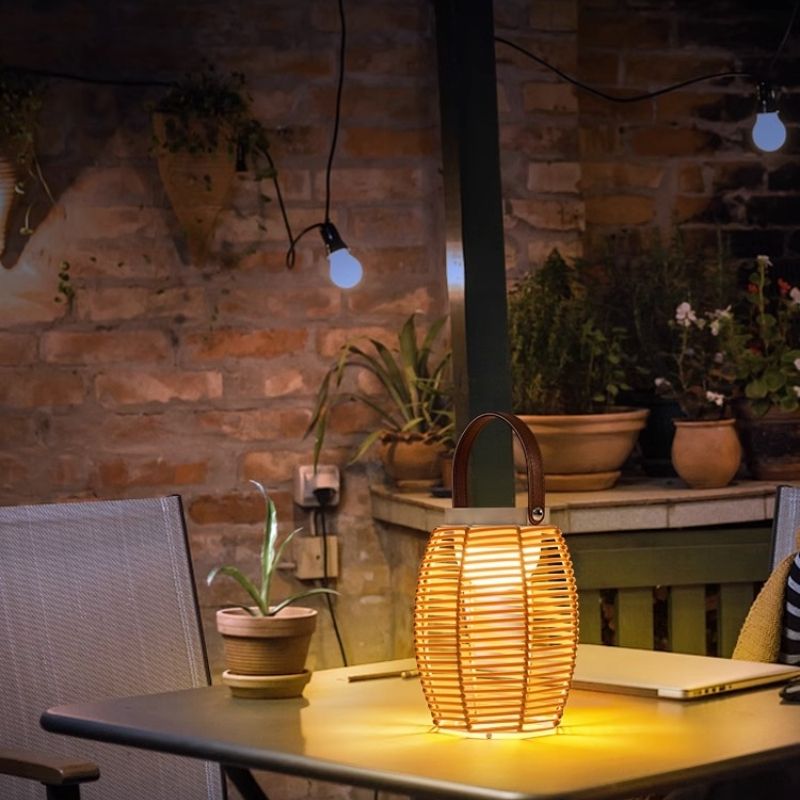IP65 Portable Solar Lawn Lights Rattan Iron for Camping Villas Courtyards