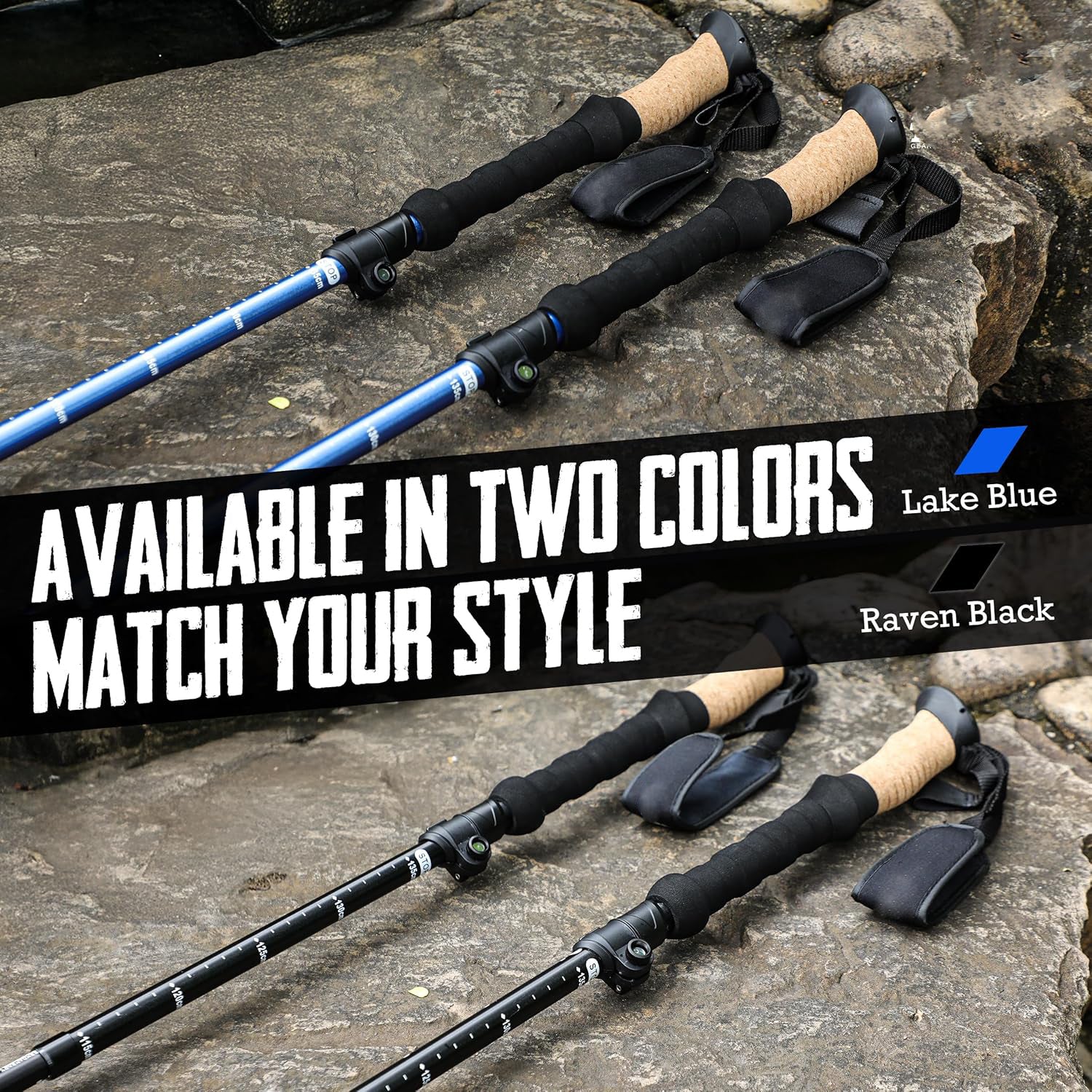 Foldable Trekking Poles Ultralight 7075 Aluminum EVA & Cork Grip Collapsible
