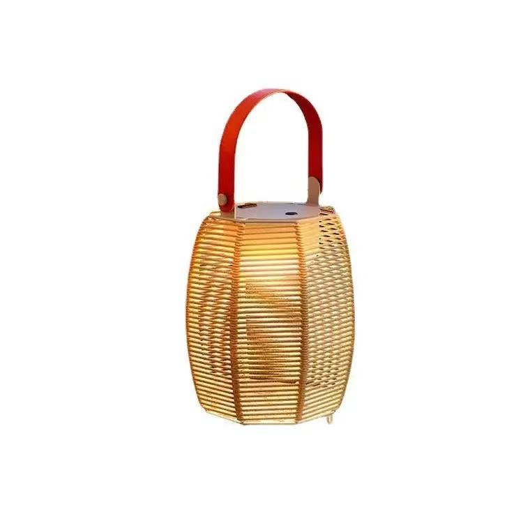 IP65 Portable Solar Lawn Lights Rattan Iron for Camping Villas Courtyards