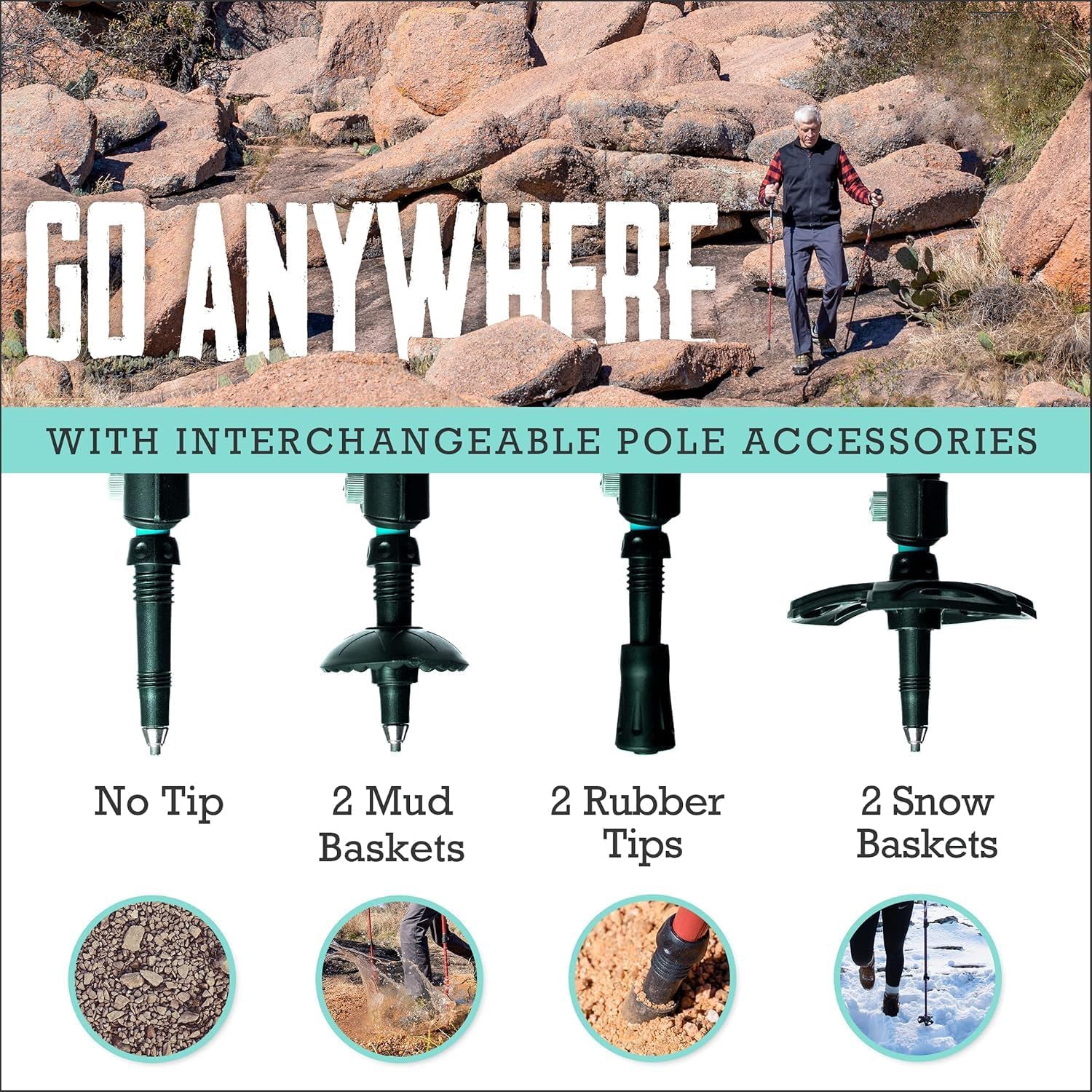 Foldable Trekking Poles Ultralight 7075 Aluminum EVA & Cork Grip Collapsible