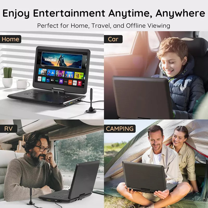 17.5" Portable TV/DVD Player Combo with 15.6" Large HD Swivel Screen