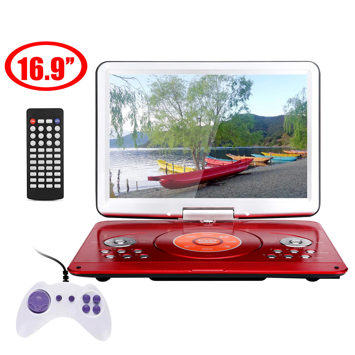 16.9'' Portable DVD Player with 14.1'' Large Swivel Screen 6Hrs Rechargeable